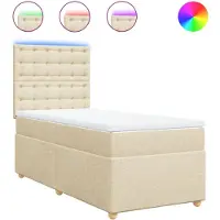 vidaXL Lit boxspring avec matelas Crème 80x200 cm Tissu