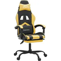 vidaXL Chaise de jeu avec repose-pieds Noir et or similicuir