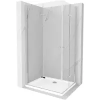 Mexen Lima Duo Cabine de douche pliante 90 x 80 cm, Transparent, Chrome + Receveur de douche plat - 856-090-080-01-02-4010