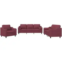 vidaXL Ensemble de canapés 3 pièces avec coussins vin rouge Tissu