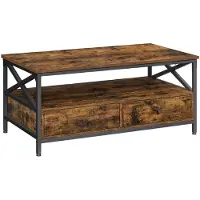 Leobert Table Basse - - Brun Rustique/Noir - 100 X 55 X 45 Cm