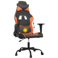 vidaXL Chaise de jeu avec fonction de massage noir et orange similicuir