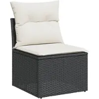 vidaXL Ensemble de salon de jardin 7 pièces avec coussins noir poly rotin