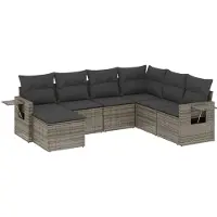 vidaXL Ensemble de salon de jardin 7 pièces avec coussins Gris Poly rotin