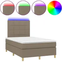 vidaXL Lit Boxspring avec matelas & LED Taupe 120x190 cm Tissu
