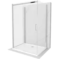 Mexen Omega cabine de douche en trois parties, extensible 110 x 100 cm, transparente, chromée + receveur de douche Flat - 825-110-