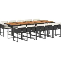vidaXL Ensemble de jardin 11 pièces avec coussins Noir Poly Rattan