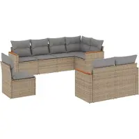 vidaXL Ensemble de jardin canapé 8 pièces avec coussins Beige Poly Rattan