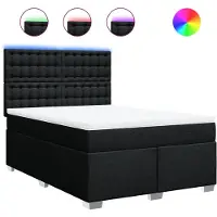vidaXL Lit boxspring avec matelas noir 140x200 cm Tissu