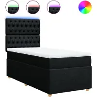 vidaXL Lit boxspring avec matelas noir 100x200 cm tissu