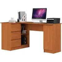 Akord Bureau D'angle Gauche 3 Tiroirs 1 Placard Aulne 155X85X77