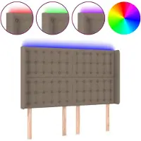 vidaXL Tête de lit LED Taupe 147x16x118/128 cm Tissu