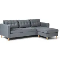 Ebuy24 Marino Canapé BA3, chaise longue droite ou gauche en velours, gris.