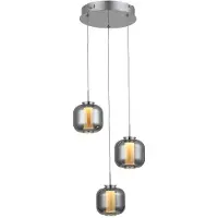 Brilliant Rafa LED Suspension 3flg Rondelle chrome/verre fumé