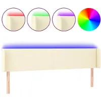 vidaXL Tête de lit LED Crème 203x16x78/88 cm Similicuir