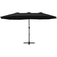 vidaXL Parasol "Neukyhna" en polyester noir. Dimensions (L/L/H) 460x270x246 cm
