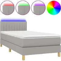 vidaXL Lit boxspring avec matelas & LED gris clair 90x190 cm Tissu