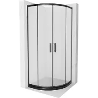 Mexen Rio cabine de douche semi-circulaire 80 x 80 cm, Jetted, Noir + receveur de douche Flat, Noir - 863-080-080-70-30-4170B