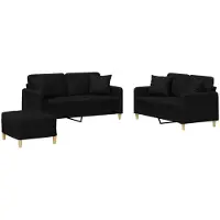 vidaXL Ensemble de canapés 3 pièces avec coussins Tissu noir