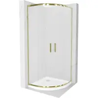 Mexen Rio paroi de douche semi-circulaire 80 x 80 cm, strass, or + receveur de douche Flat, blanc - 863-080-080-50-30-4110G