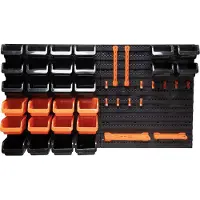 Black & Decker Panneau à outils avec bacs de rangement et crochets - 98 x 23 x 43 cm - 43 pièces - Panneau mural à outils