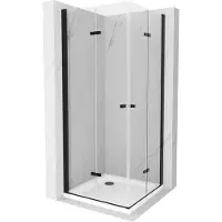Mexen Lima Duo Cabine de douche pliante 100 x 100 cm, Transparent, Noir + receveur de douche Flat - 856-100-100-70-02-4010B