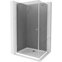 Mexen Pretoria cabine de douche avec porte battante 100 x 90 cm, noir graphite, chrome + receveur de douche Flat - 852
