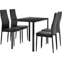 En.casa [] Table de salle à manger moderne noire + set de 4 chaises noires