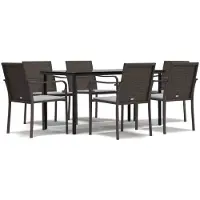 vidaXL Ensemble de jardin 7 pièces avec coussins Poly rotin et acier
