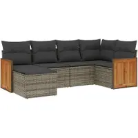 vidaXL Ensemble de salon de jardin 6 pièces avec coussins Gris Poly rotin
