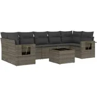 vidaXL Ensemble de jardin canapé 8 pièces avec coussins Gris Poly rotin