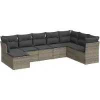 vidaXL Ensemble de jardin canapé 8 pièces avec coussins Gris Poly rotin