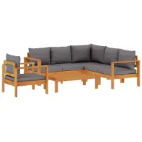 vidaXL Ensemble de 5 canapés de jardin avec coussins en bois massif d'acacia