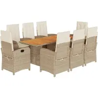 vidaXL Salon de jardin 9 pièces avec coussins Mélange beige Poly rotin
