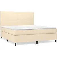 vidaXL Lit boxspring avec matelas Crème 180x200 cm Tissu