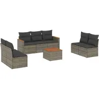 vidaXL Ensemble de jardin canapé 8 pièces avec coussins Gris Poly rotin