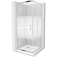 Mexen Rio Cabine de douche carrée 70 x 70 cm, Rayures, Chrome + Receveur de douche plat, Blanc - 860-070-070-01-20-4010