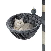 Lionto Nid pour arbre à chat, surface de repos avec cadre métallique robuste & revêtement en tissu, 40 cm de diamètre, 25 cm de profondeur, gris