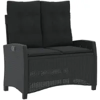 vidaXL Banc de jardin Réglable avec coussins Noir Poly Rattan