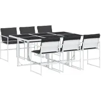 vidaXL Ensemble de jardin 7 pièces avec coussins Blanc Textilène