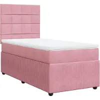 vidaXL Lit boxspring avec matelas rose 90x200 cm velours