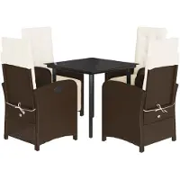 vidaXL Ensemble de jardin 5 pièces avec coussins Marron Poly rotin