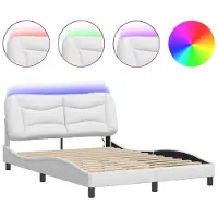 vidaXL Cadre de lit avec LED Blanc 120x200 cm Similicuir