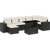 vidaXL Ensemble de jardin canapé 8 pièces avec coussins noir poly rotin