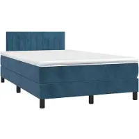 vidaXL Lit boxspring avec matelas bleu foncé 120x190 cm velours