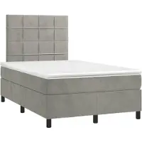 vidaXL Lit boxspring avec matelas gris clair 120x190 cm velours