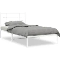 vidaXL Cadre de lit avec tête de lit en métal blanc 100x190 cm