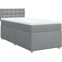 vidaXL Lit boxspring avec matelas gris clair 90x200 cm Tissu