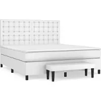 vidaXL Lit boxspring avec matelas blanc 180x200 cm similicuir