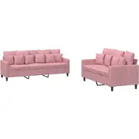 vidaXL Ensemble de canapés 2 pièces avec coussins Rose velours